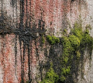 What causes black and red stains on rendered walls featured 360x320